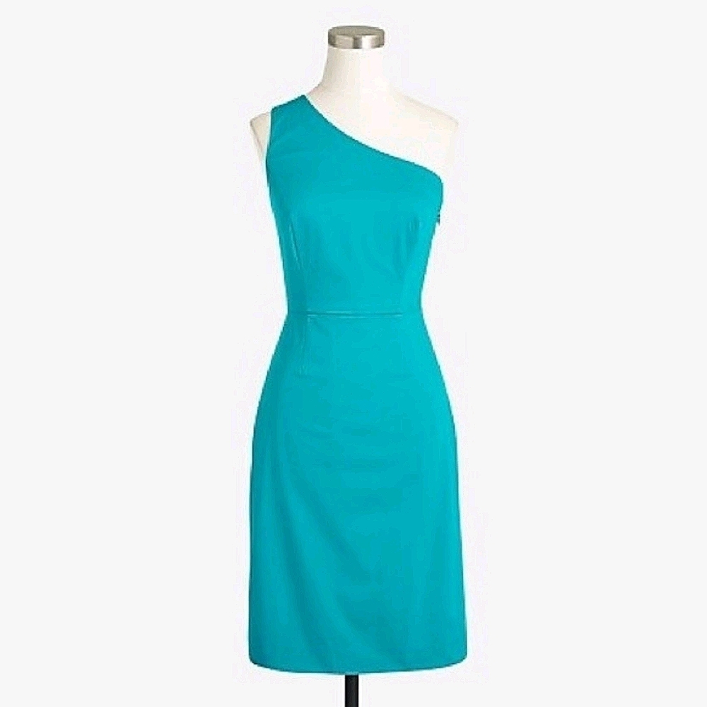 JCrew One Shoulder Turquoise Dress sz 16